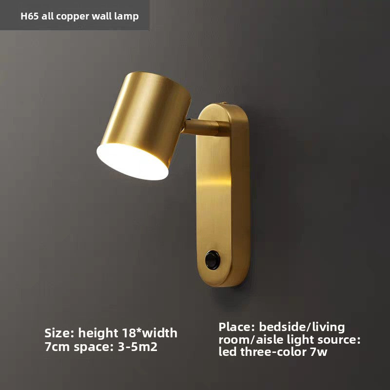 Adjustable Scandinavian LED Wall Lamp with Copper Finish
