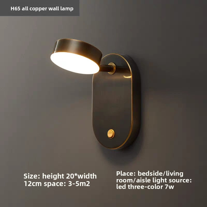 Adjustable Scandinavian LED Wall Lamp with Copper Finish