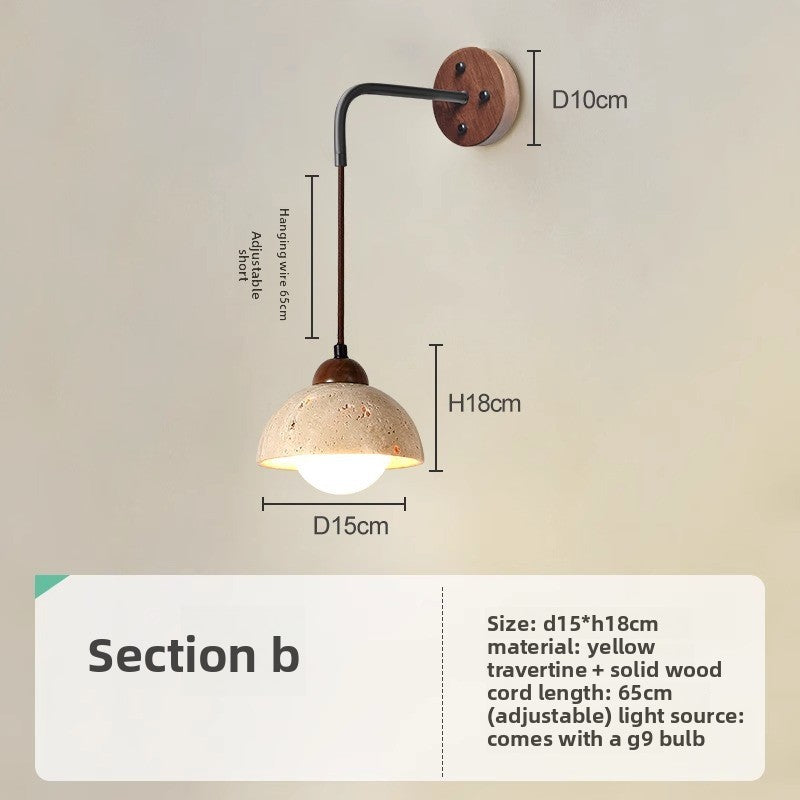 Japanese Style Wooden Bedside Wall Lamp with Warm Light