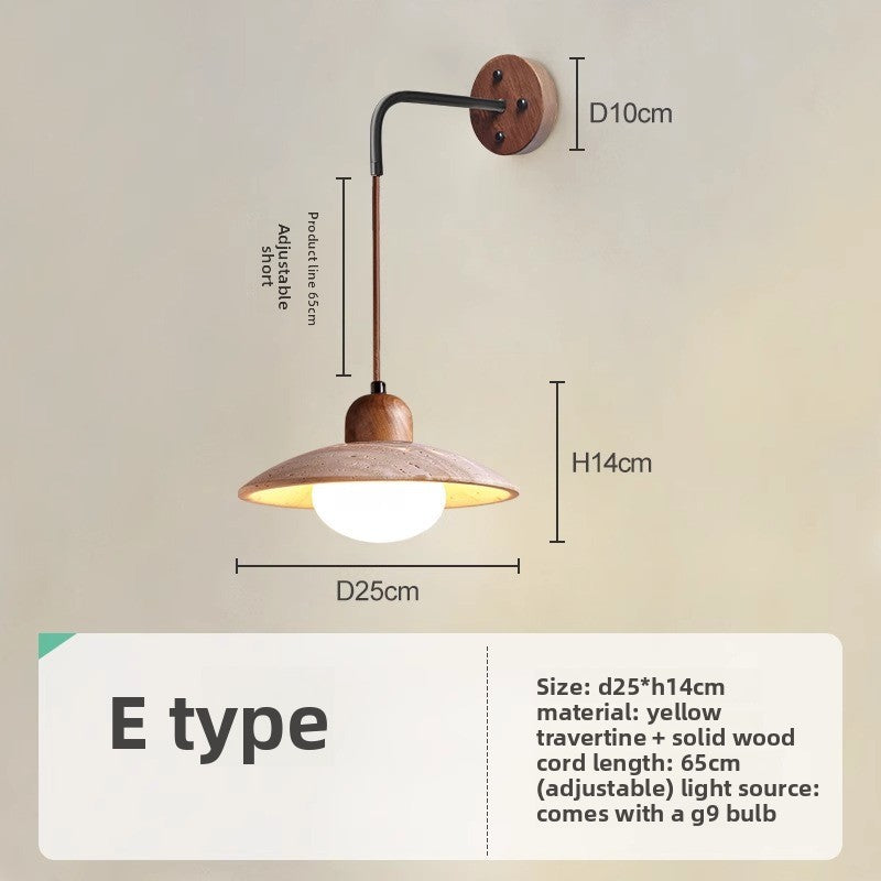 Japanese Style Wooden Bedside Wall Lamp with Warm Light