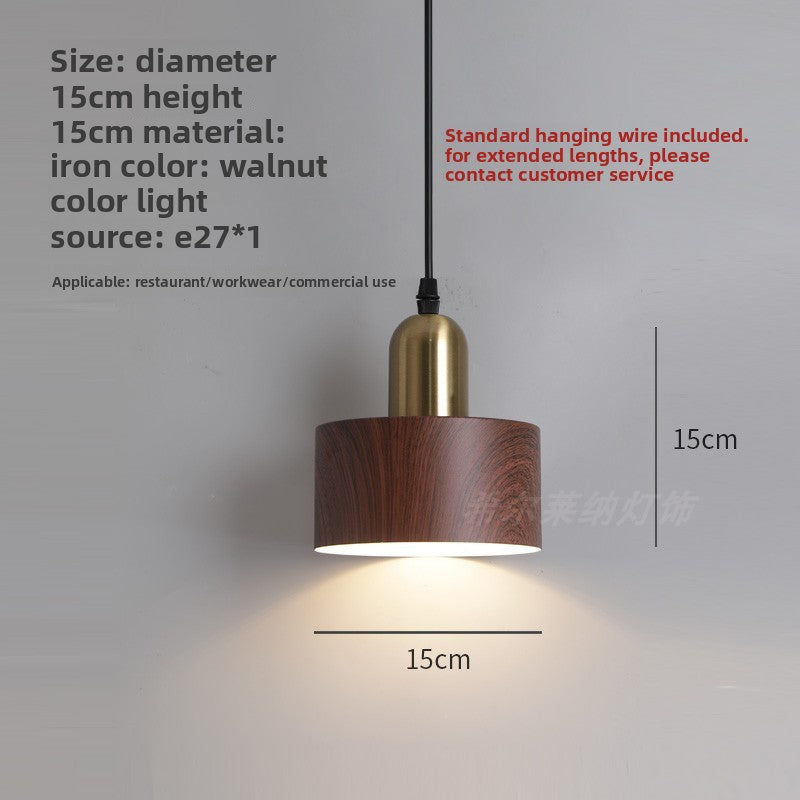 Retro Walnut Wood Grain Iron Chandelier