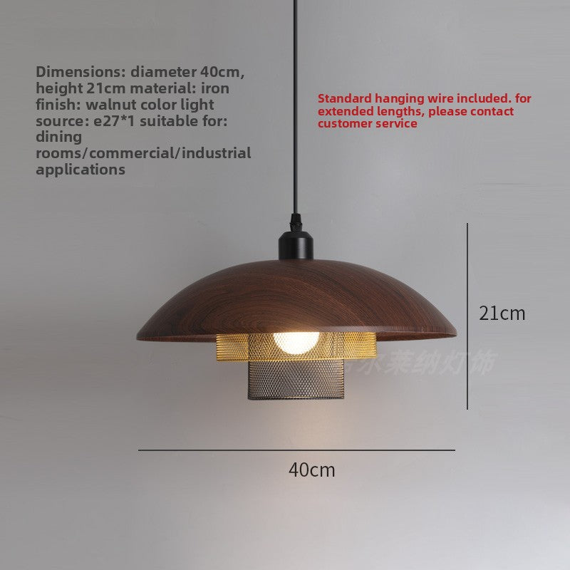 Retro Walnut Wood Grain Iron Chandelier