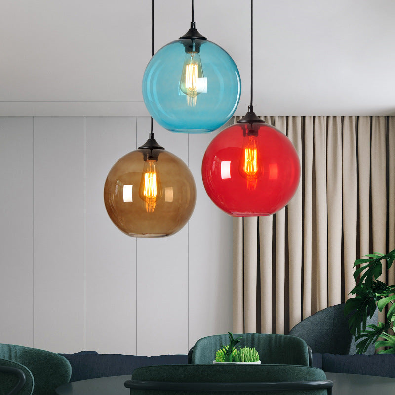 Retro Glass Spherical Pendant Lighting