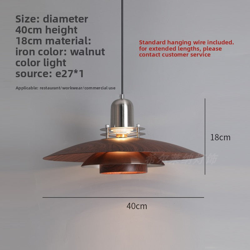 Retro Walnut Wood Grain Iron Chandelier