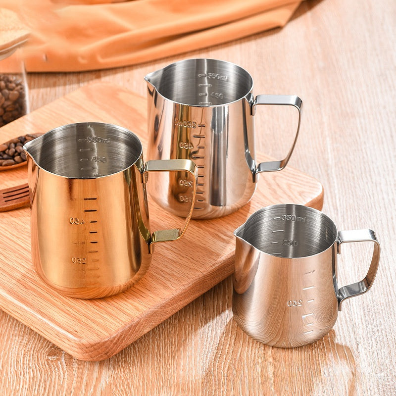 Pointed spout stainless steel latte art measuring cup