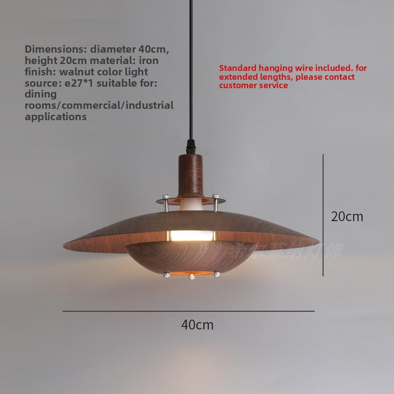 Retro Walnut Wood Grain Iron Chandelier