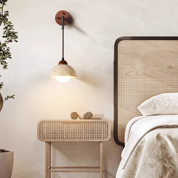 Japanese Style Wooden Bedside Wall Lamp with Warm Light