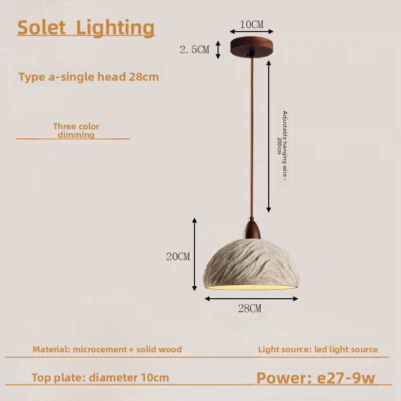 Stone Pendant Light with Wood Accent