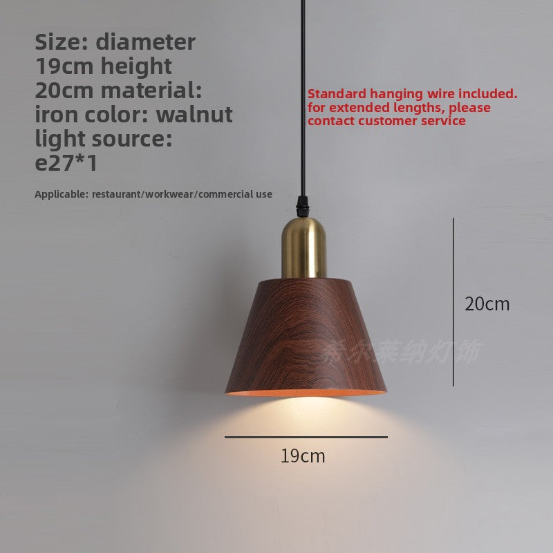 Retro Walnut Wood Grain Iron Chandelier