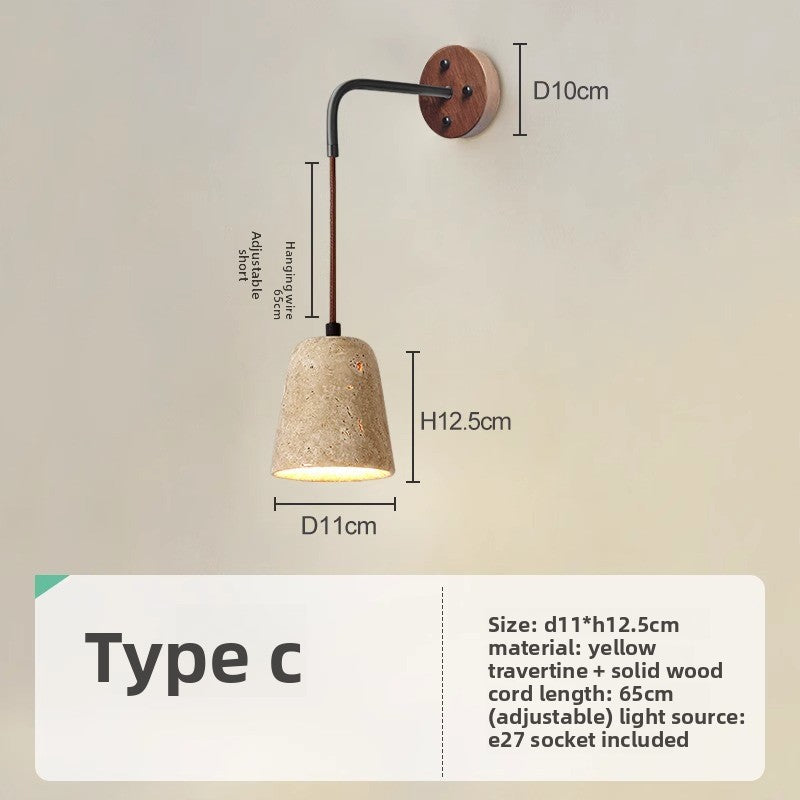 Japanese Style Wooden Bedside Wall Lamp with Warm Light