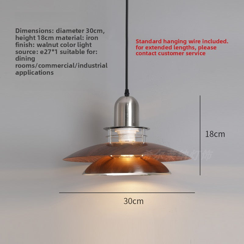 Retro Walnut Wood Grain Iron Chandelier