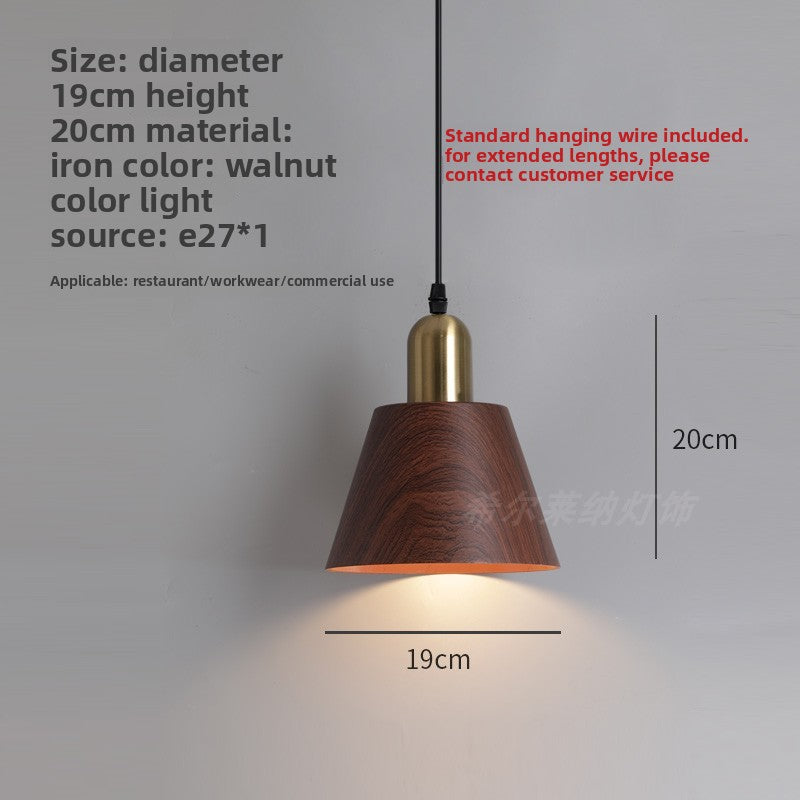 Retro Walnut Wood Grain Iron Chandelier