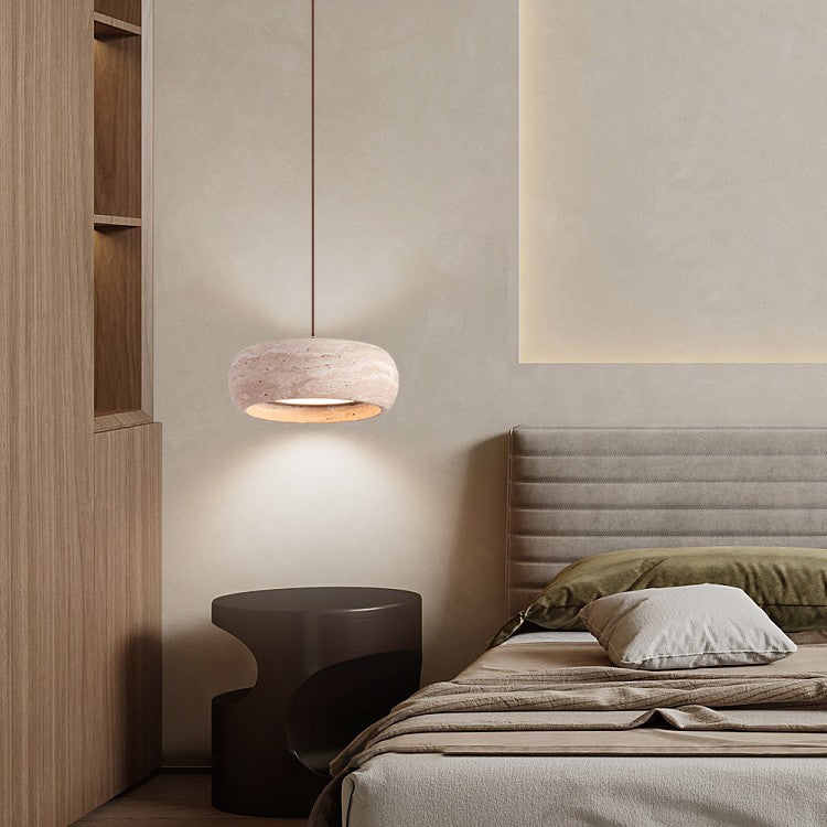 Vintage Travertine Pendant Light with LED