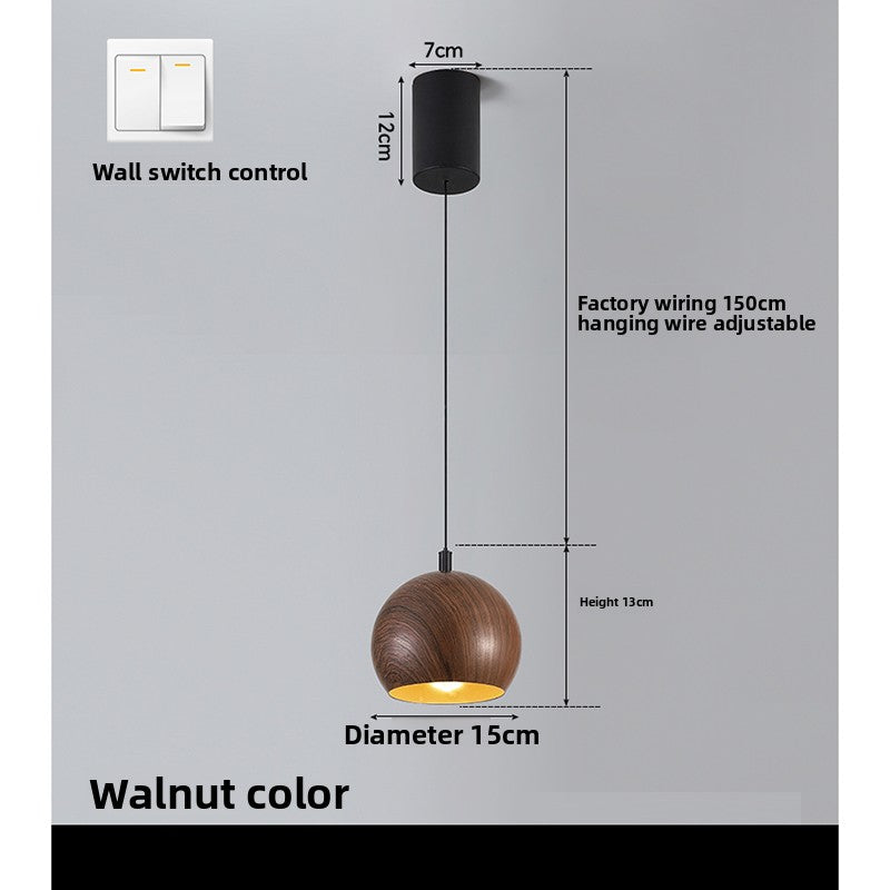 Adjustable Wood Grain Pendant Light with Multi-Tone Lighting