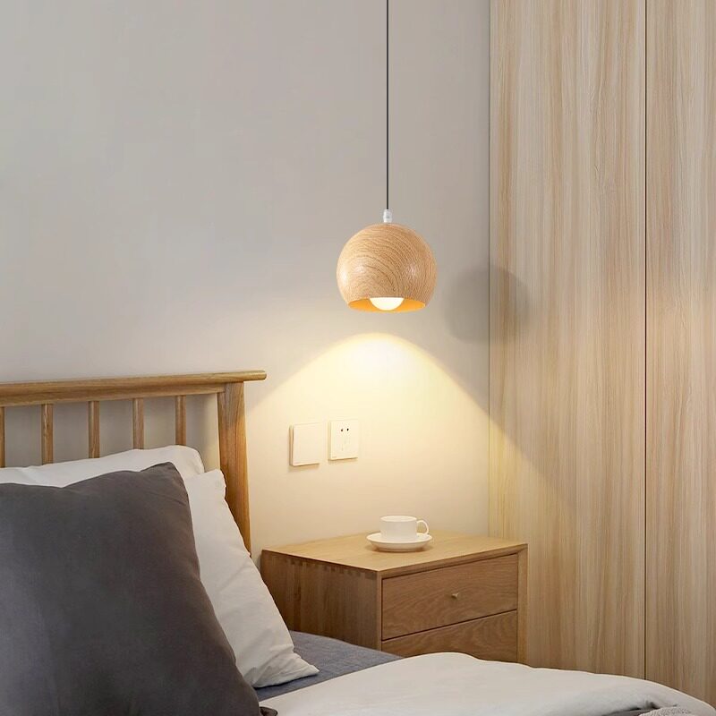Adjustable Wood Grain Pendant Light with Multi-Tone Lighting