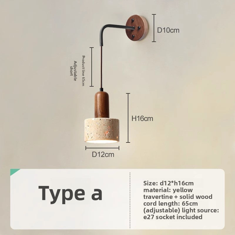 Japanese Style Wooden Bedside Wall Lamp with Warm Light