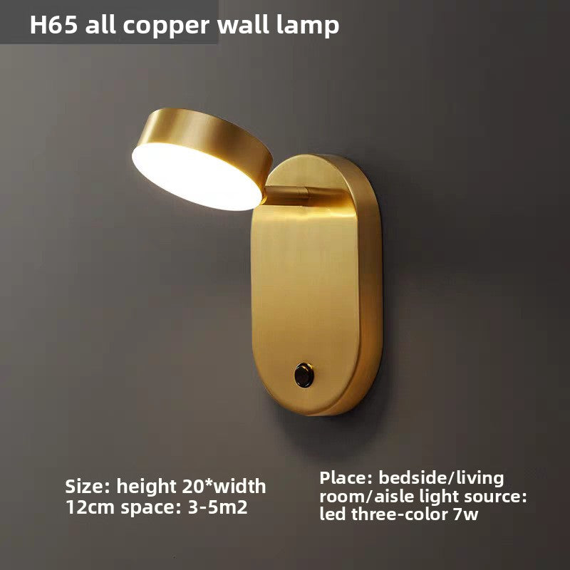 Adjustable Scandinavian LED Wall Lamp with Copper Finish