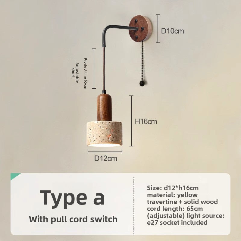 Japanese Style Wooden Bedside Wall Lamp with Warm Light