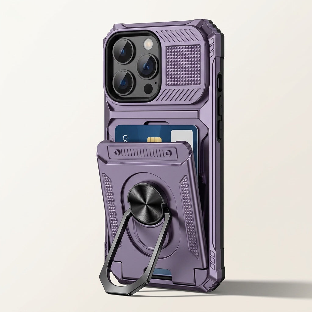 Magnetiskt Skal med Ring och Kortfack – vinklad vy som visar djup och tjocklek