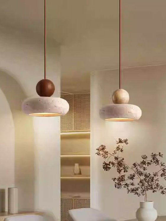 Vintage Stone Pendant Lamp with LED Light