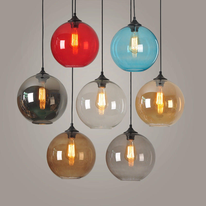 Retro Glass Spherical Pendant Lighting