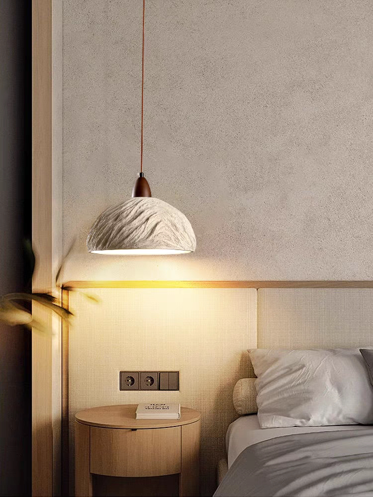 Stone Pendant Light with Wood Accent