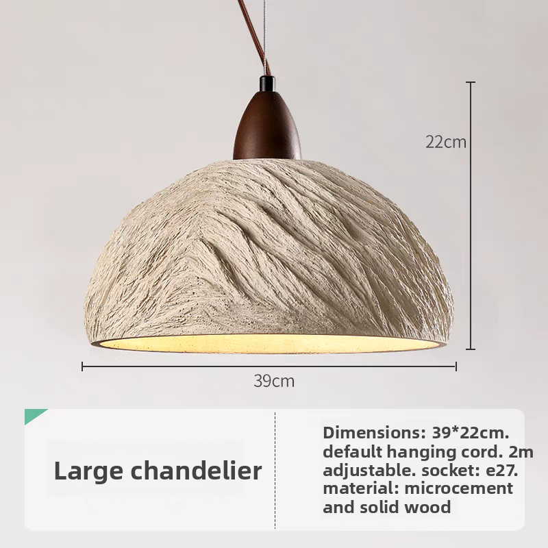 Stone Pendant Light with Wood Accent