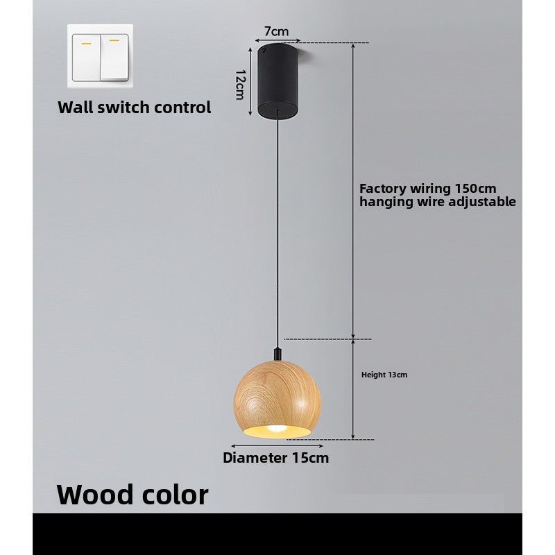 Adjustable Wood Grain Pendant Light with Multi-Tone Lighting
