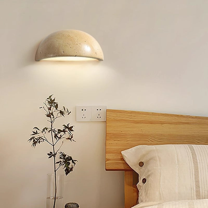 Vintage Travertine Semi Circle Wall Lamp