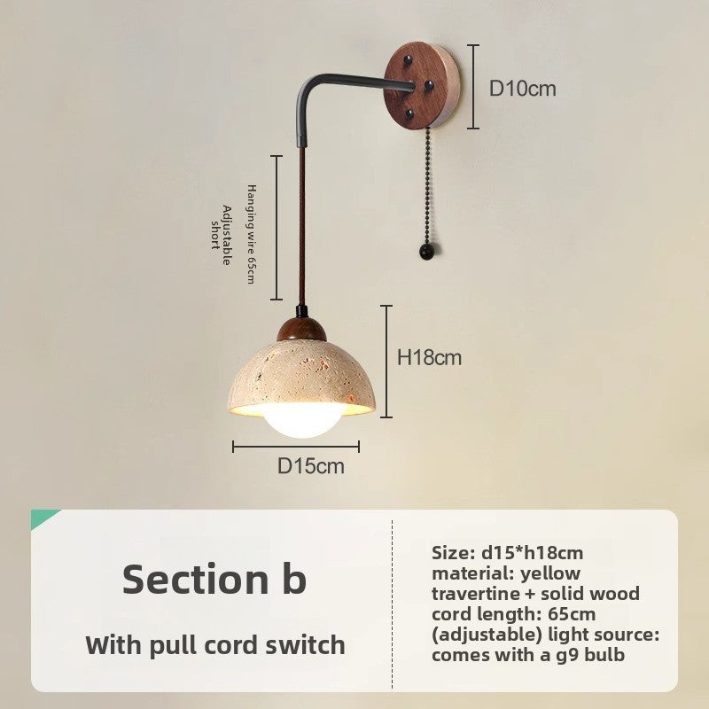 Japanese Style Wooden Bedside Wall Lamp with Warm Light