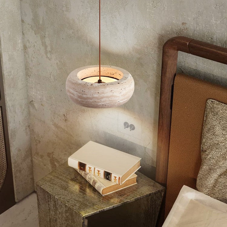Vintage Travertine Pendant Light with LED