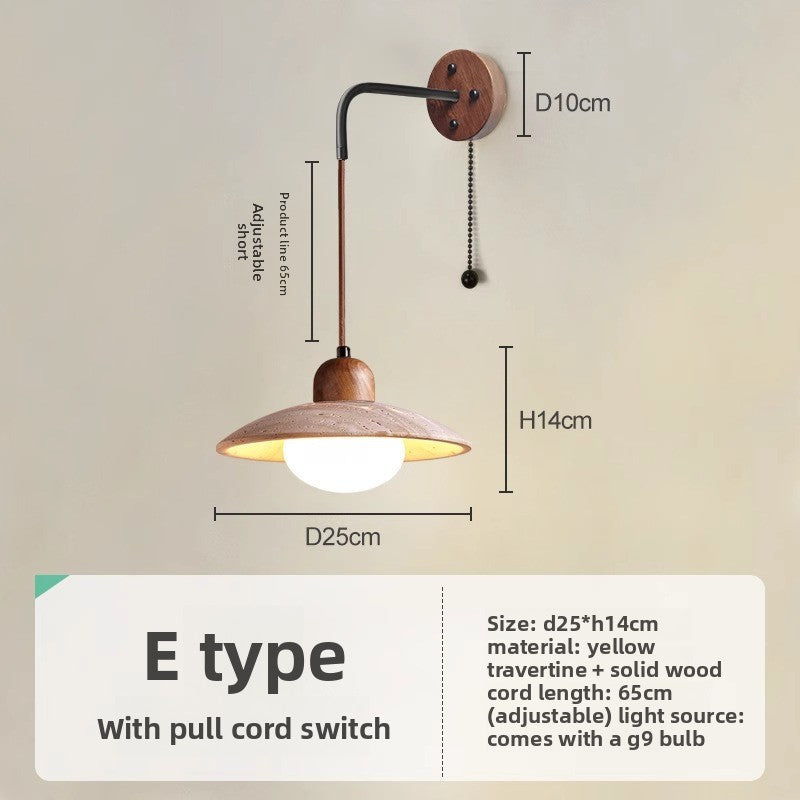 Japanese Style Wooden Bedside Wall Lamp with Warm Light